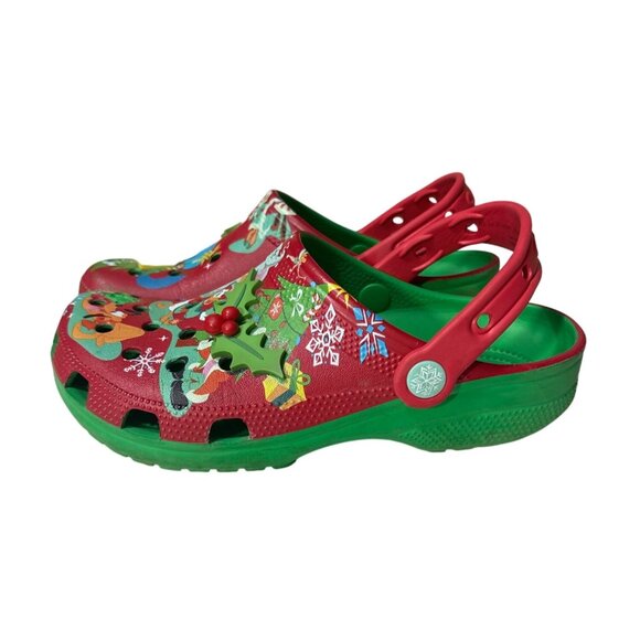 Christmas Edition Crocs Clogs With Charms Red/Green Womens Shoes Size 7 - Picture 1 of 9
